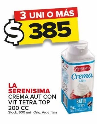 Carrefour Maxi Crema de leche la serenísima con vit x 200cc oferta