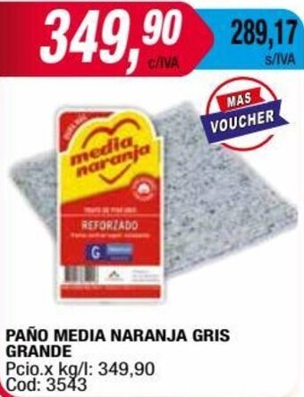 Maxiconsumo PAÑO MEDIA NARANJA GRIS GRANDE oferta