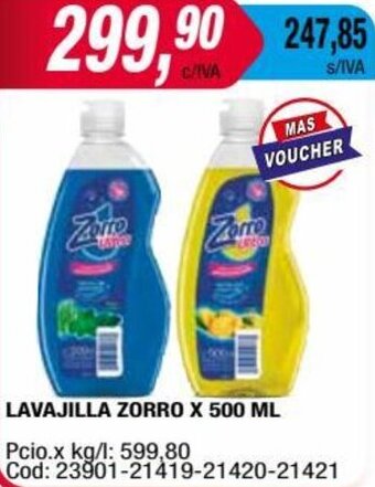 Maxiconsumo LAVAJILLA ZORRO X 500 ML oferta