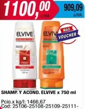 Maxiconsumo SHAMP. Y ACOND. ELVIVE x 750 ml oferta