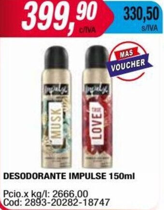 Maxiconsumo DESODORANTE IMPULSE 150ml oferta