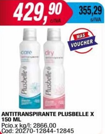 Maxiconsumo ANTITRANSPIRANTE PLUSBELLE X 150 ML oferta