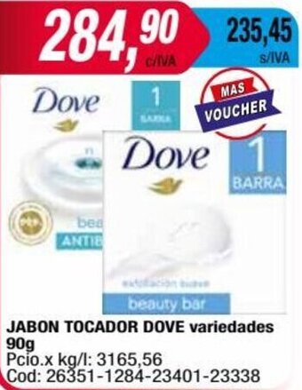 Maxiconsumo JABON TOCADOR DOVE variedades 90g oferta