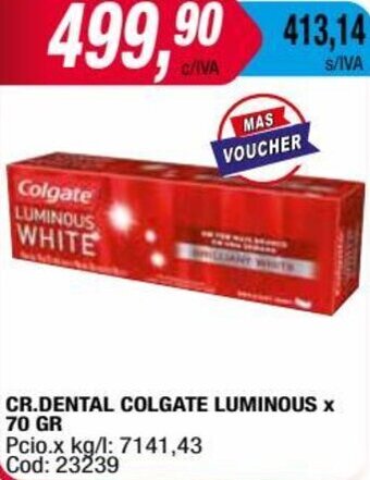 Maxiconsumo CR.DENTAL COLGATE LUMINOUS x 70 GR oferta
