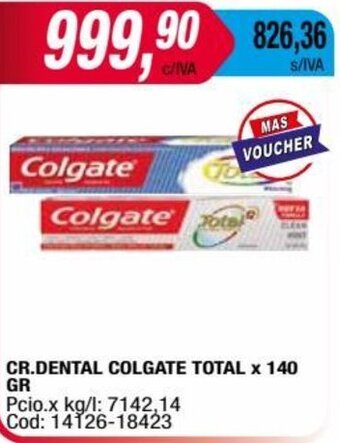 Maxiconsumo CR.DENTAL COLGATE TOTAL x 140 GR oferta