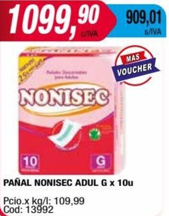 Maxiconsumo PAÑAL NONISEC ADUL G x 10u oferta