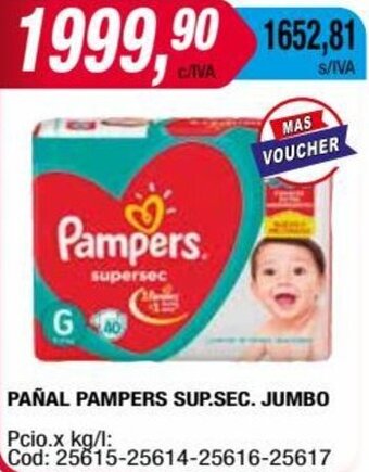 Maxiconsumo PAÑAL PAMPERS SUP.SEC. JUMBO oferta