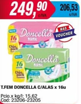 Maxiconsumo T.FEM DONCELLA C/ALAS x 16u oferta