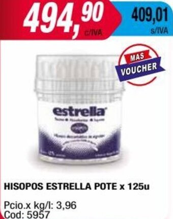 Maxiconsumo HISOPOS ESTRELLA POTE x 125u oferta