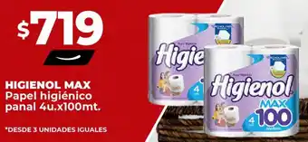 Supermayorista Vital HIGIENOL MAX Papel higiénico panal 4u.x100mt. oferta