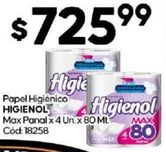 Diarco Papel Higienico HIGIENOL Max Panal x 4 Un. x 80 Mt. Cód: 18258 oferta