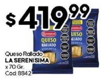 Diarco Queso Rallado LA SERENISIMA x 70 Gr. Cod: 8842 oferta
