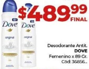 Diarco Desodorante Antit. DOVE Femenino x 89 Gr. Cod: 36856.. oferta