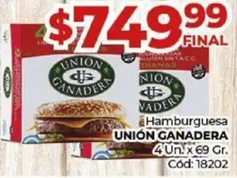 Hamburguesa UNIÓN GANADERA 4Un.x 69 Gr. Cod: 18202