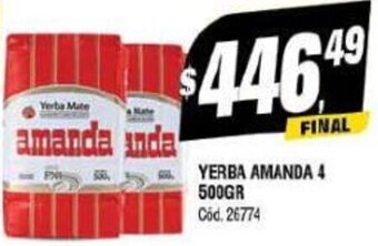 Supermercados Yaguar YERBA AMANDA 4 500GR Cód. 26774 oferta