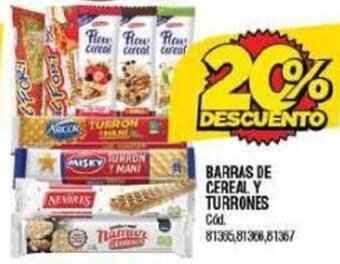 Supermercados Yaguar BARRAS DE CEREAL Y TURRONES oferta