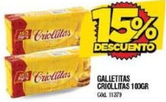 Supermercados Yaguar GALLETITAS CRIOLLITAS 100GR oferta