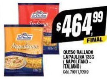 Supermercados Yaguar QUESO RALLADO LAPAULINA 135G oferta