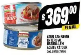 Supermercados Yaguar ATUN SANREMO ENTERO AL NATURAL EN ACEITE X170GR oferta