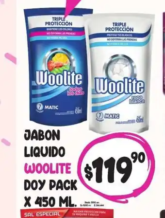 Supermercados Top Woolite Jabon Liquido Doy Pack x 450ml oferta