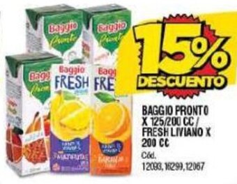 Supermercados Yaguar BAGGIO PRONTO X 125/200 CC/ FRESH LIVIANO X 200 CC oferta