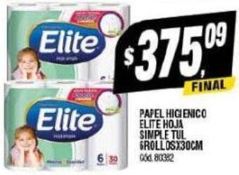 Supermercados Yaguar PAPEL HIGIENICO ELITE HOJA SIMPLE TUL GROLLOSX30CM oferta