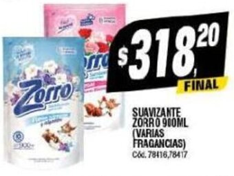 Supermercados Yaguar SUAVIZANTE ZORRO 900ML (VARIAS FRAGANCIAS) oferta