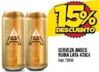 Supermercados Yaguar CERVEZA ANDES RUBIA LATA 473CC oferta
