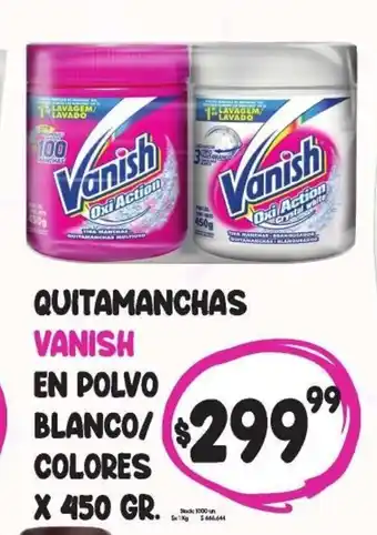 Supermercados Top Vanish Quitamanchas En Polvo Blanco/Colores x 450gr oferta