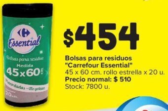 Carrefour Bolsas para residuos "Carrefour Essential" 45 x 60 cm. rollo estrella x 20 u. oferta