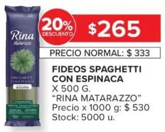 Carrefour FIDEOS SPAGHETTI CON ESPINACA “RINA MATARAZZO” oferta