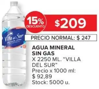 Carrefour AGUA MINERAL SIN GAS X 2250 ML. "VILLA DEL SUR" oferta