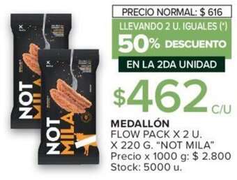 Carrefour MEDALLÓN FLOW PACK X 2 U. X 220 G. "NOT MILA" oferta