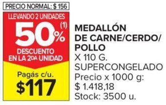 Carrefour MEDALLÓN % DE CARNE/CERDO/ POLLO X 110 G. SUPERCONGELADO oferta