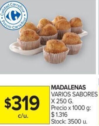 Carrefour MADALENAS VARIOS SABORES X 250 G. oferta