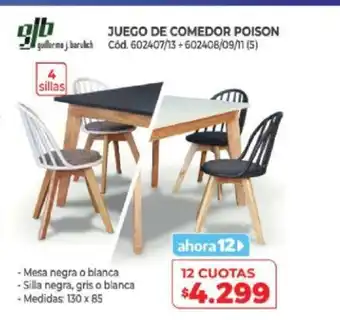 Naldo Lombardi glb Juego De Comedor Poison 4 sillas oferta