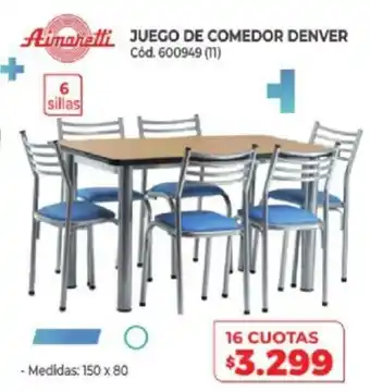 Naldo Lombardi Aimaretti Juego de Comedor Denver 6 sillas oferta