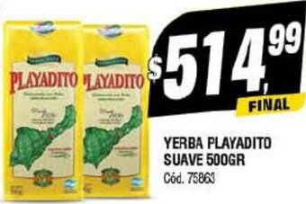 Supermercados Yaguar YERBA PLAYADITO SUAVE 500GR oferta