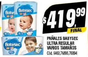 Supermercados Yaguar PAÑALES BABYSEC ULTRA REGULAR VARIOS TAMAÑOS oferta