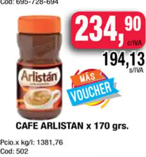 Maxiconsumo Arlistan Cafe x 170grs oferta