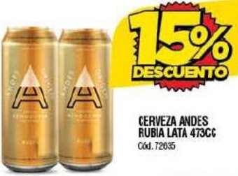 Supermercados Yaguar CERVEZA ANDES RUBIA LATA 473CC oferta