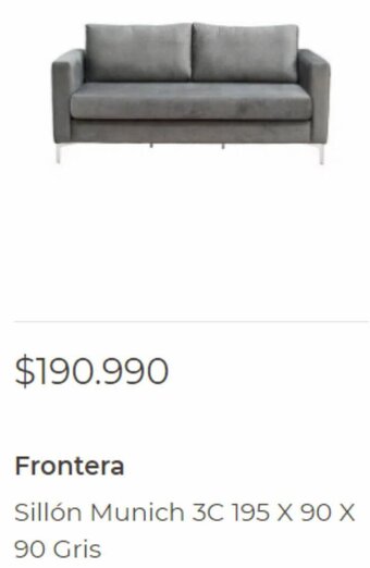 Easy Frontera Sillón Munich 3C 195 X 90 X 90 Gris oferta