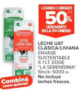 Carrefour Market LECHE UAT CLÁSICA/LIVIANA ENVASE SUSTENTABLE X1 LT. oferta