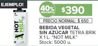 Carrefour Market BEBIDA VEGETAL SIN AZÚCAR TETRA BRIK X 1L. "NOT MILK" oferta