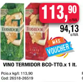 Maxiconsumo Termidor Vino BCO-TTO x 1 lt. oferta
