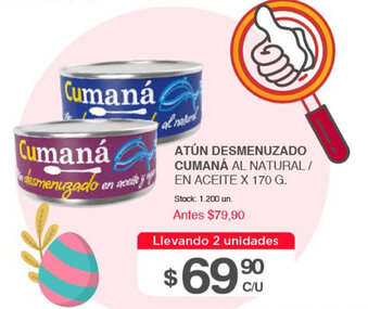 Supermercados Tadicor Atún Desmenuzado Cumaná Al Natural / En Aceite x 170g oferta