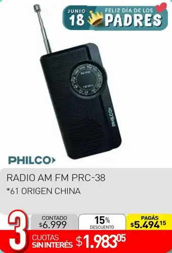 La Anonima PHILCO RADIO AM FM PRC-38 *61 ORIGEN CHINA oferta