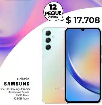 SAMSUNG Celular Galaxy A34 5G Awesome Silver 6 GB Ram 128GB Rom
