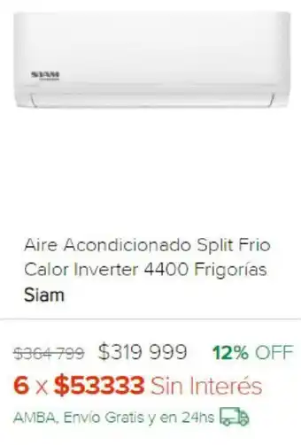 Megatone Aire Acondicionado Split Frio Calor Inverter 4400 Frigorías Siam oferta