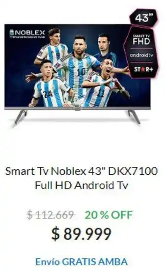Casa del Audio Smart Tv Noblex 43" DKX7100 Full HD Android Tv oferta